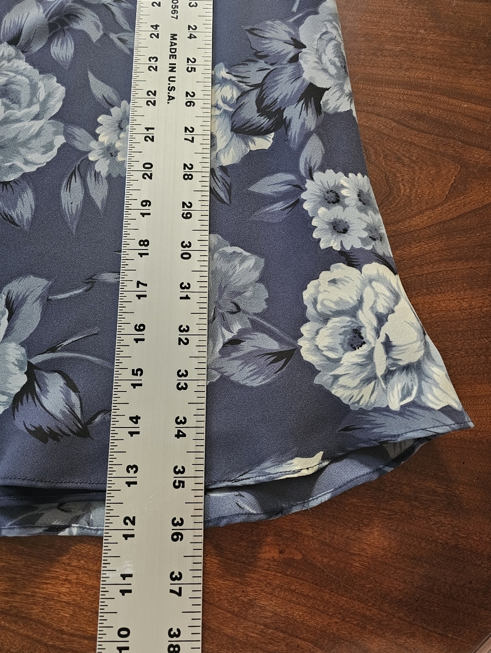 Vintage 90s Ann Tjian Kenar Blue Floral Chiffon Maxi Skirt 2 - Picture 9 of 12